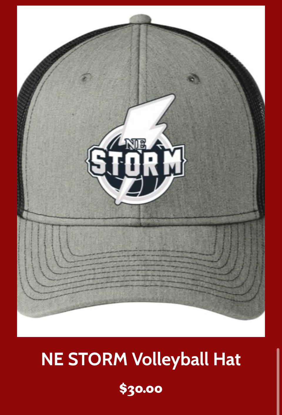 NE Storm Volleyball Hat